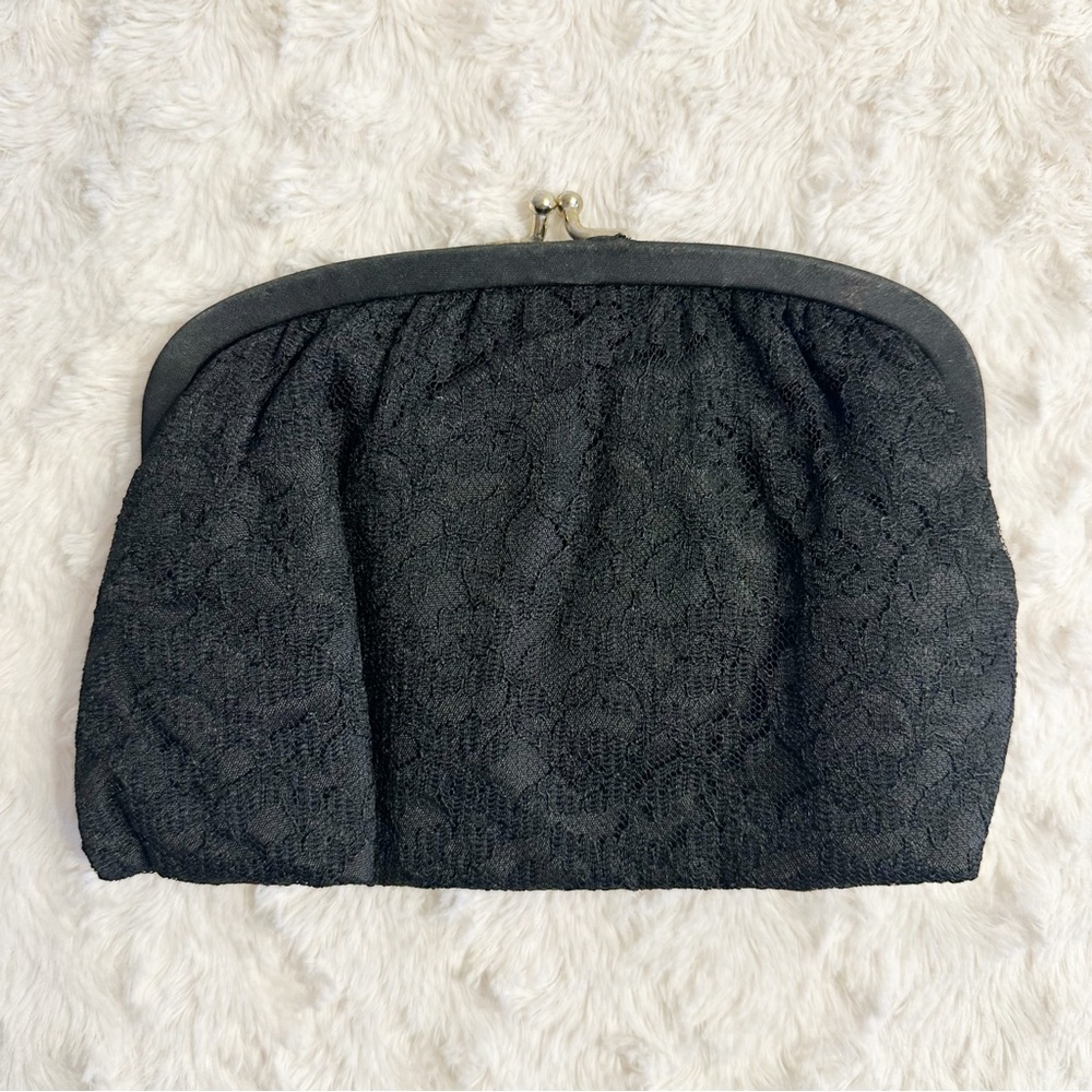 Vintage Black Lace Detail Clutch